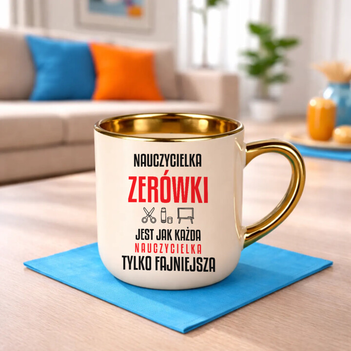 Nauczycielka zerówki jest jak każda nauczycielka, tylko fajniejsza - kubek elegancki na prezent dla nauczycielki