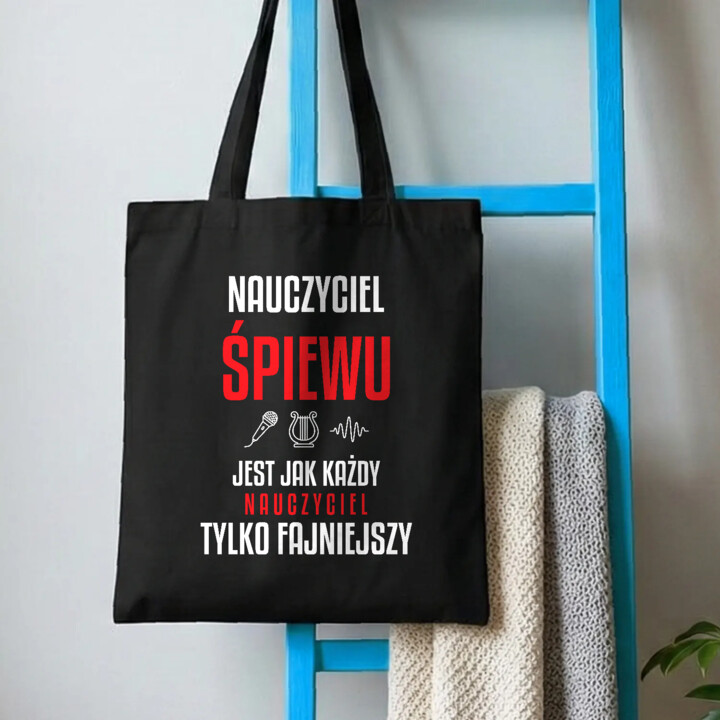 Nauczyciel śpiewu jest jak każdy nauczyciel, tylko fajniejszy - torba na prezent dla nauczyciela