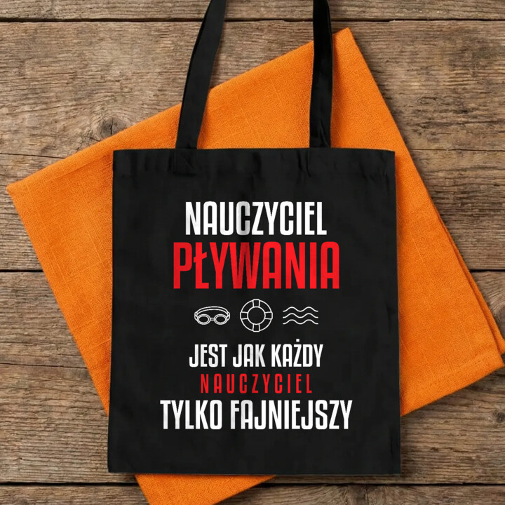 Nauczyciel pływania jest jak każdy nauczyciel, tylko fajniejszy - torba na prezent dla nauczyciela