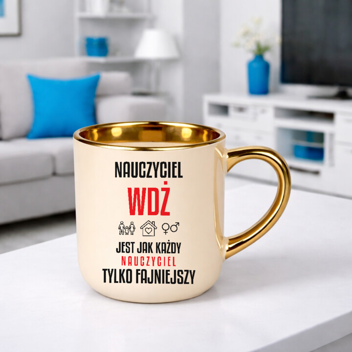 Nauczyciel WDŻ jest jak każdy nauczyciel, tylko fajniejszy - kubek elegancki na prezent dla nauczyciela