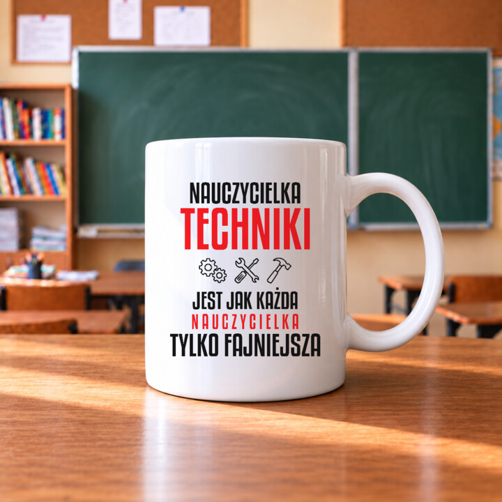 Nauczycielka techniki jest jak każda nauczycielka, tylko fajniejsza - kubek na prezent dla nauczycielki