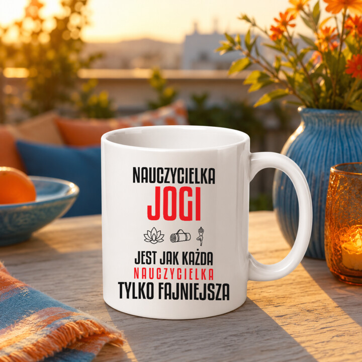Nauczycielka jogi jest jak każda nauczycielka, tylko fajniejsza - kubek na prezent dla nauczycielki
