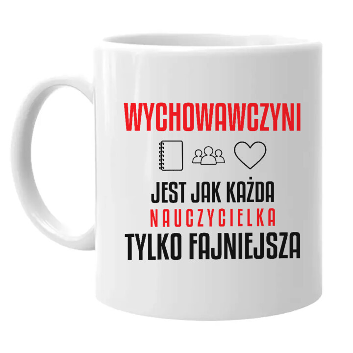 Wychowawczyni jest jak każda nauczycielka, tylko fajniejsza - kubek na prezent dla nauczycielki