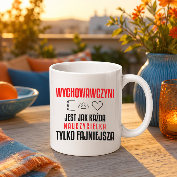 Wychowawczyni jest jak każda nauczycielka, tylko fajniejsza - kubek na prezent dla nauczycielki