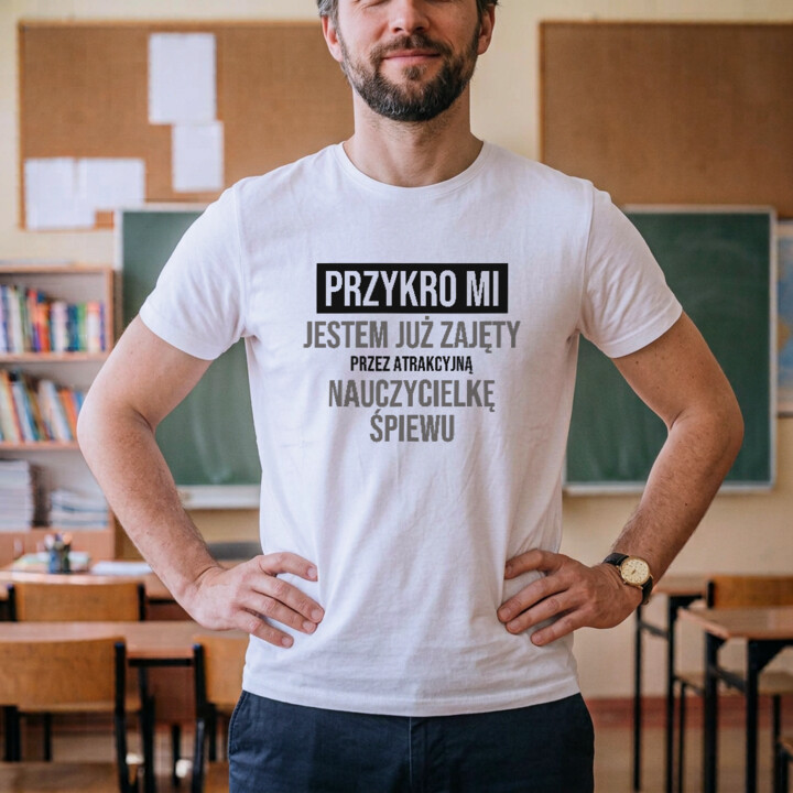 Przykro mi, jestem już zajęty przez atrakcyjną nauczycielkę śpiewu - męska koszulka na prezent