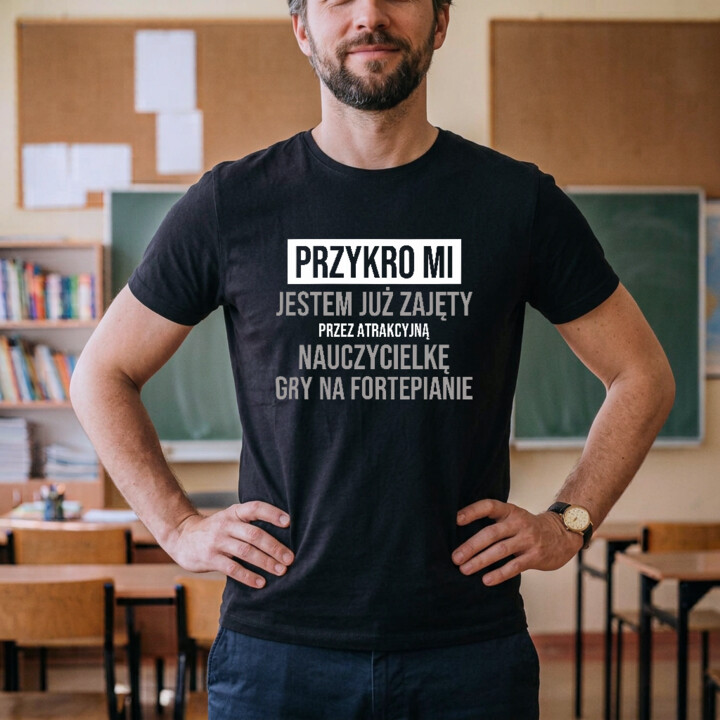 Przykro mi, jestem już zajęty przez atrakcyjną nauczycielkę gry na fortepianie - męska koszulka na prezent