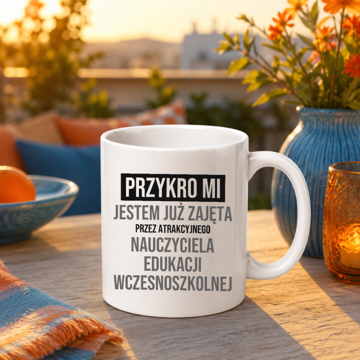 Przykro mi, jestem już zajęta przez atrakcyjnego nauczyciela edukacji wczesnoszkolnej - kubek na prezent