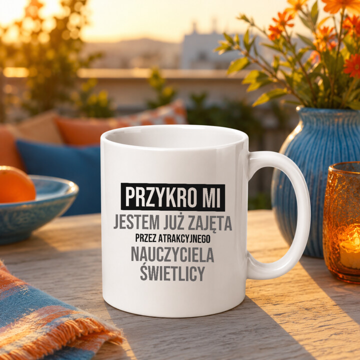 Przykro mi, jestem już zajęta przez atrakcyjnego nauczyciela świetlicy - kubek na prezent