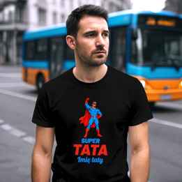 Super tata z imieniem - superbohater - męska koszulka na prezent - produkt personalizowany