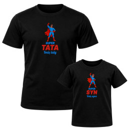 Komplet dla taty i syna - Super tata i Super syn z imionami - koszulki z nadrukiem - produkt personalizowany