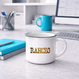 Złote logo Ranczo - kubek emaliowany na prezent dla fanów serialu