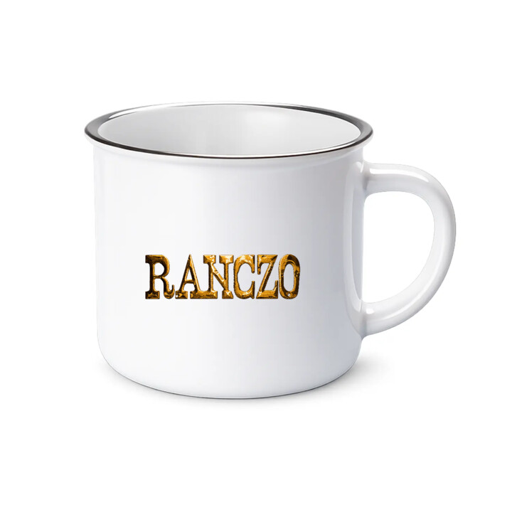 Złote logo Ranczo - kubek emaliowany na prezent dla fanów serialu