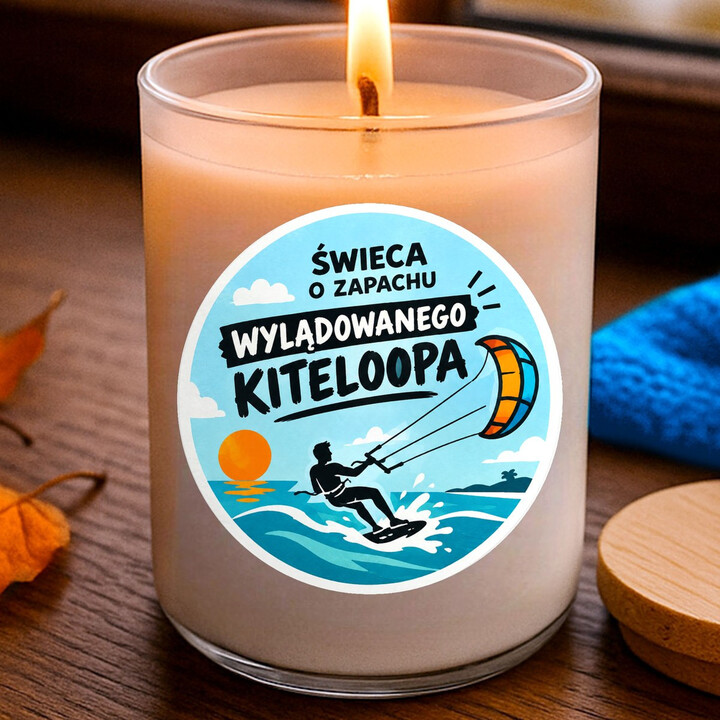 Świeca o zapachu wylądowanego kiteloopa - świeczka zapachowa na prezent dla kitesurfera