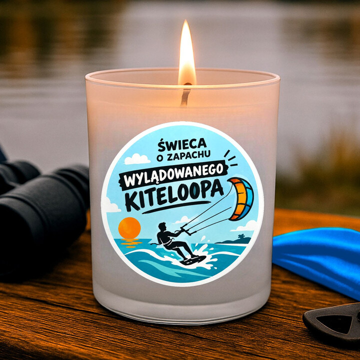 Świeca o zapachu wylądowanego kiteloopa - świeczka zapachowa na prezent dla kitesurfera
