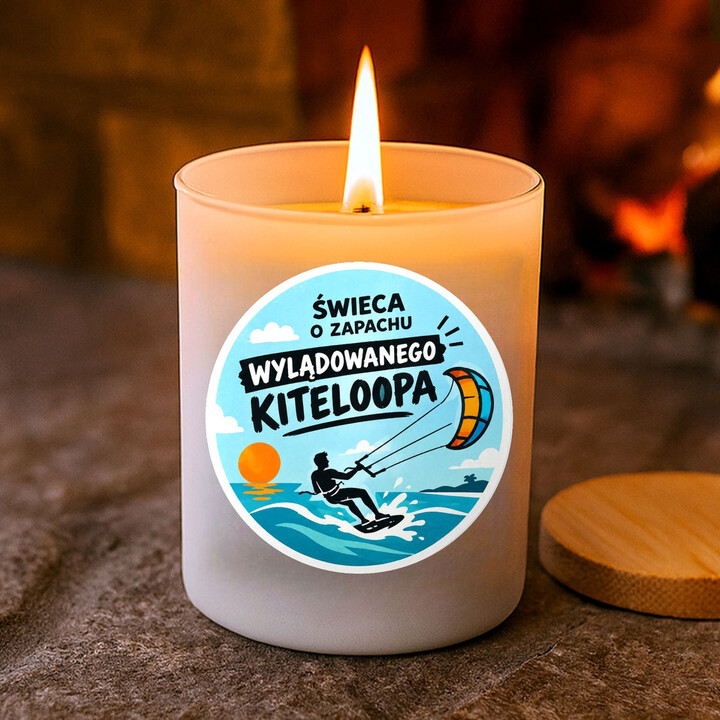 Świeca o zapachu wylądowanego kiteloopa - świeczka zapachowa na prezent dla kitesurfera