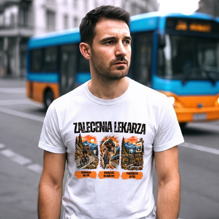 Zalecenia lekarza dla rowerzysty - męska koszulka na prezent