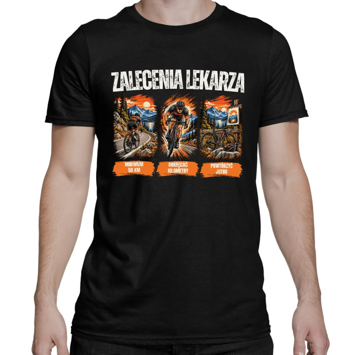 Zalecenia lekarza dla rowerzysty - męska koszulka na prezent