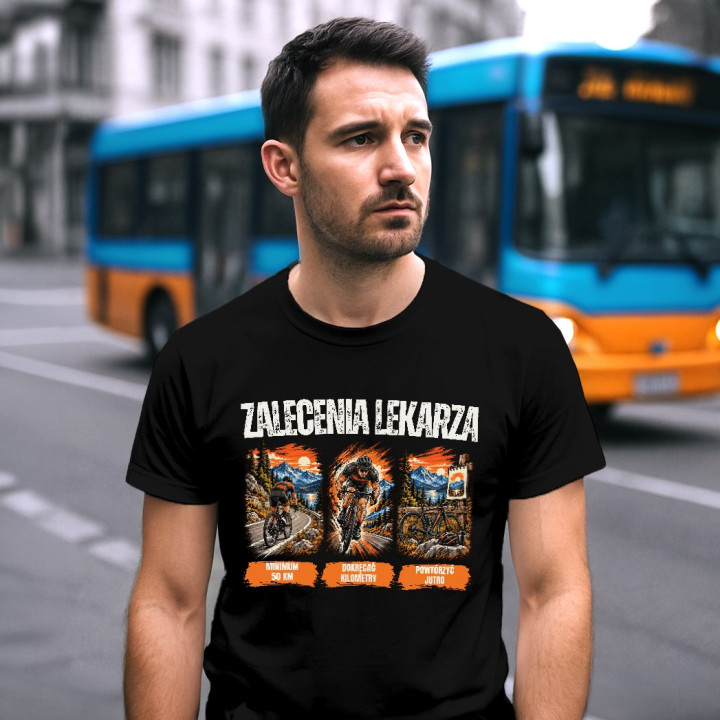 Zalecenia lekarza dla rowerzysty - męska koszulka na prezent