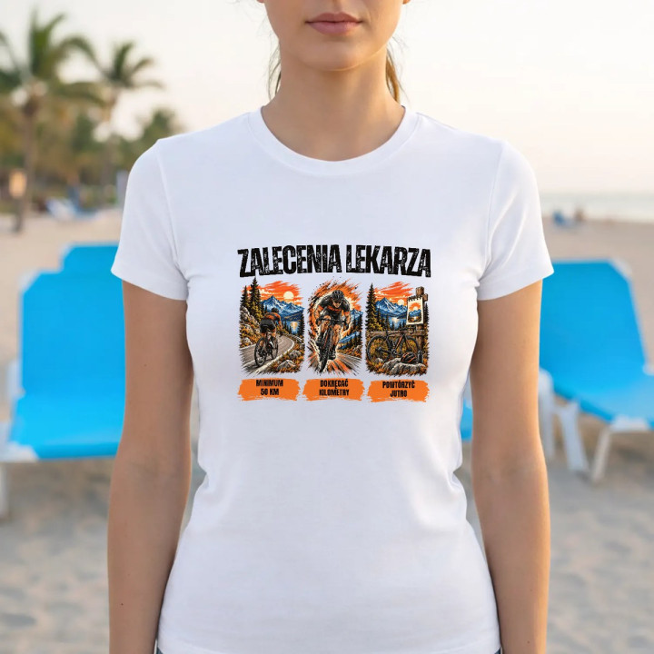 Zalecenia lekarza dla rowerzysty - damska koszulka na prezent