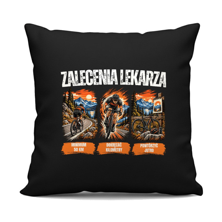 Zalecenia lekarza dla rowerzysty - czarna poduszka na prezent