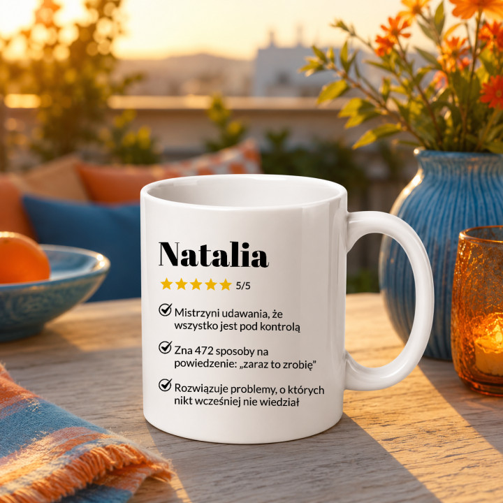 Natalia 5/5 - najlepsza współpracowniczka - kubek na prezent