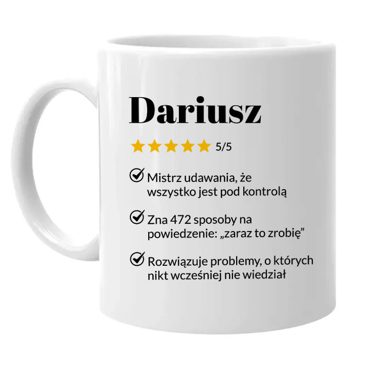 Dariusz 5/5 - najlepszy współpracownik - kubek na prezent