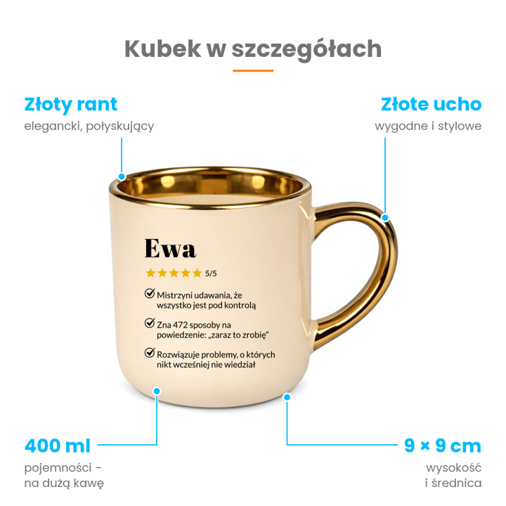 Ewa 5/5 - najlepsza współpracowniczka - kubek elegancki na prezent