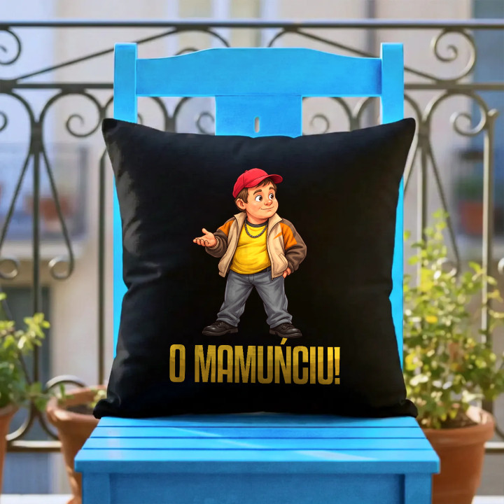 O mamuńciu! - Pietrek - czarna poduszka na prezent dla fanów serialu Ranczo