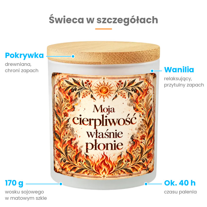 Moja cierpliwość właśnie płonie - świeczka zapachowa na prezent