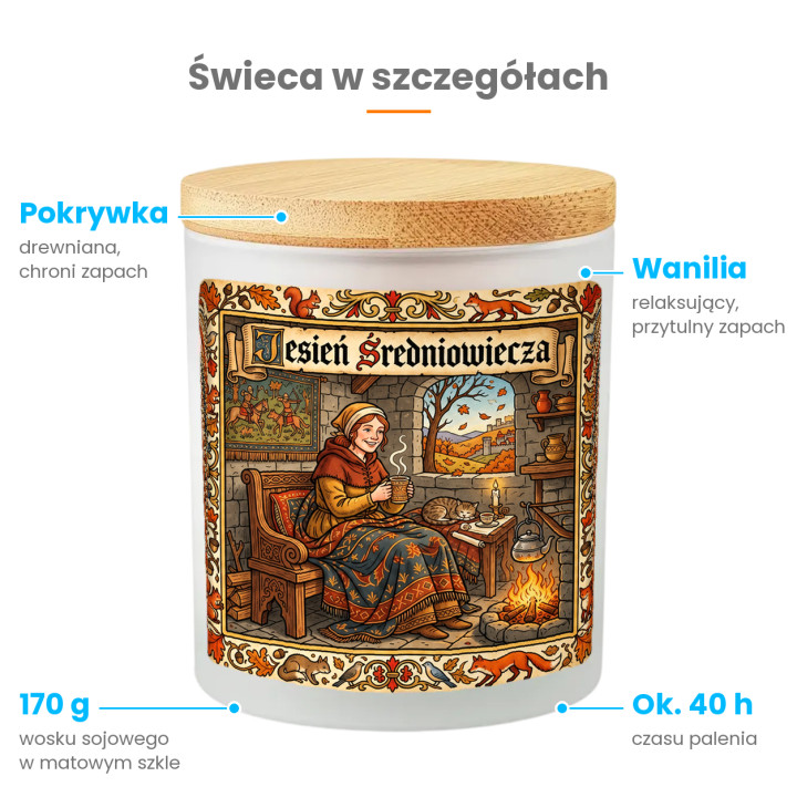 Jesień średniowiecza przy kominku - świeczka zapachowa na prezent