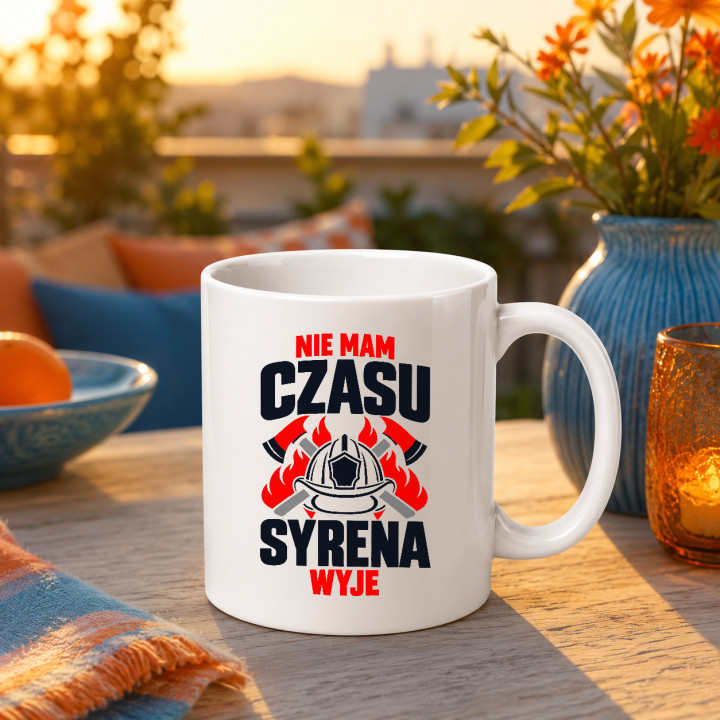 Nie mam czasu, syrena wyje - kubek na prezent dla strażaka