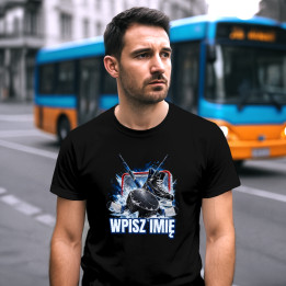 Hokej (imię) - krążek, kije i łyżwa - męska koszulka na prezent - produkt personalizowany