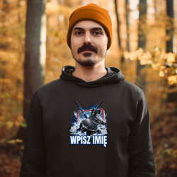 Hokej (imię) - krążek, kije i łyżwa - męska bluza na prezent - produkt personalizowany