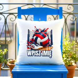 Siatkówka (imię) - piłka, siatka i buty - poduszka na prezent - produkt personalizowany