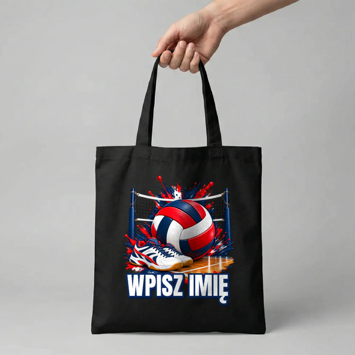 Siatkówka (imię) - piłka, siatka i buty - torba bawełniana na prezent - produkt personalizowany