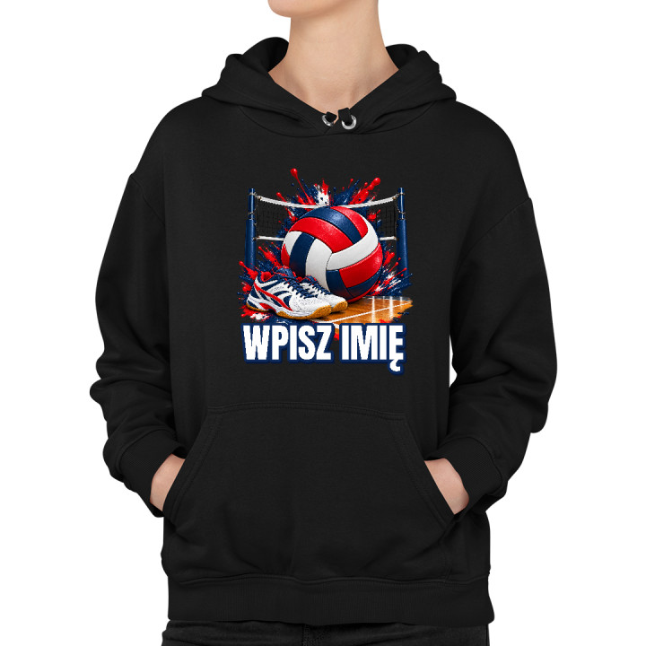 Siatkówka (imię) - piłka, siatka i buty - damska bluza na prezent - produkt personalizowany