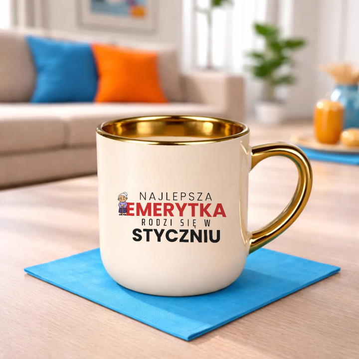 Najlepsza emerytka rodzi się w styczniu - kubek elegancki na prezent