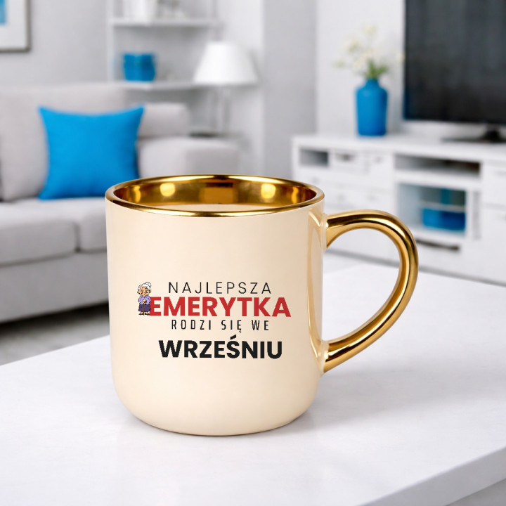 Najlepsza emerytka rodzi się we wrześniu - kubek elegancki na prezent