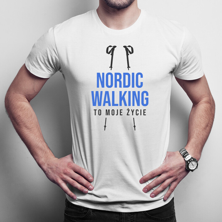 Nordic walking to moje życie - męska koszulka z nadrukiem