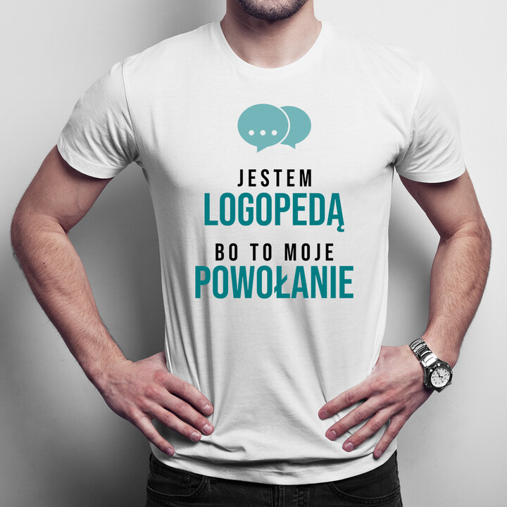 Jestem logopedą bo to moje powołanie - męska koszulka z nadrukiem