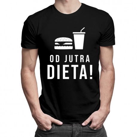 Od jutra dieta - męska koszulka z nadrukiem