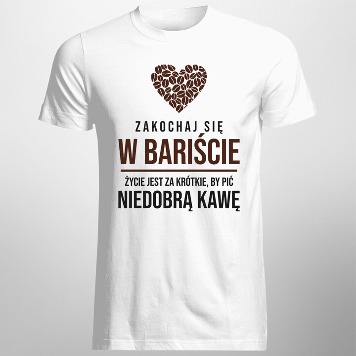 Zakochaj się w bariście - męska koszulka z nadrukiem