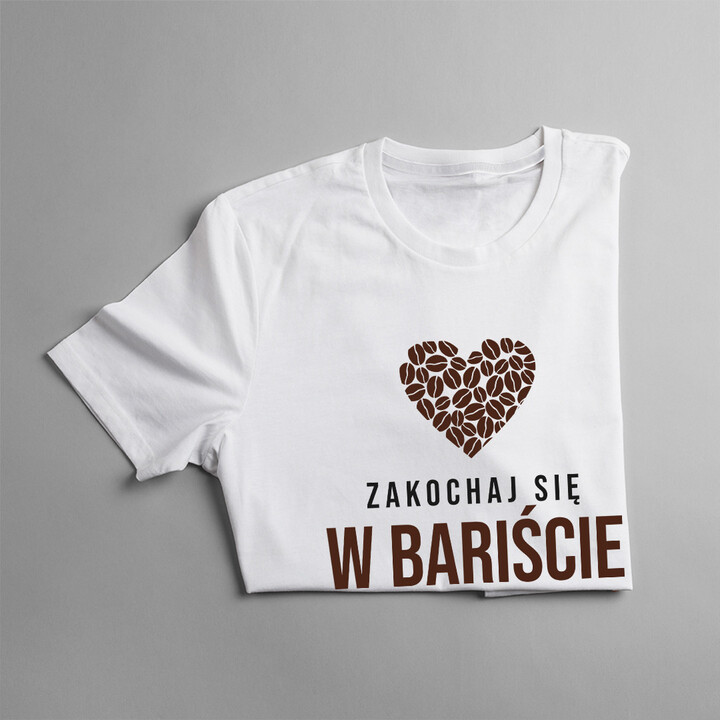 Zakochaj się w bariście - męska koszulka z nadrukiem