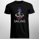 Wind, water, passion, sailing - męska koszulka z nadrukiem