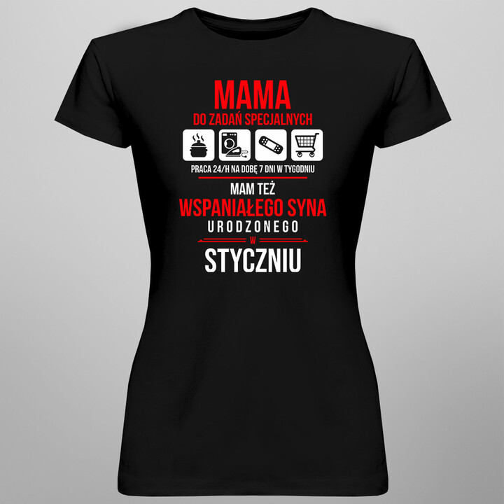 Mama do zadań specjalnych - Styczeń - damska koszulka z nadrukiem