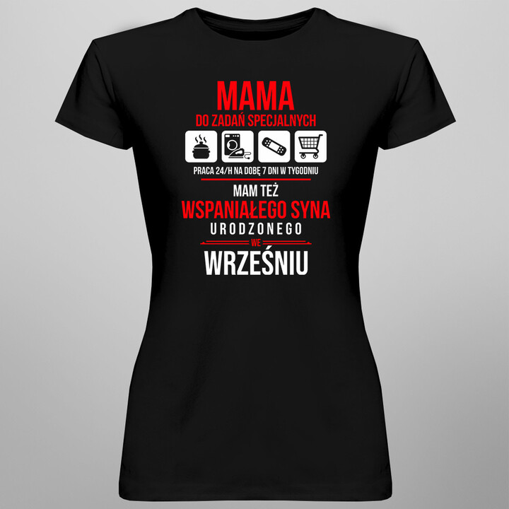 Mama do zadań specjalnych - Wrzesień - damska koszulka z nadrukiem