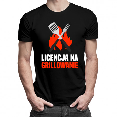 Licencja na grillowanie - męska koszulka z nadrukiem