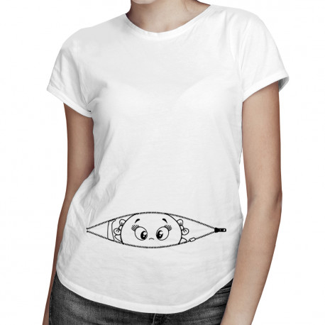 Koszulka ciążowa - zamek - damska koszulka z nadrukiem