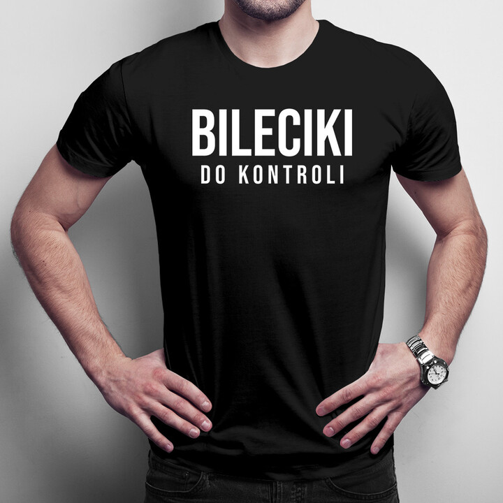 Bileciki do kontroli - męska koszulka z nadrukiem