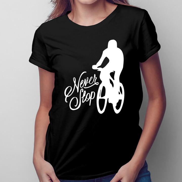 Never stop riding - damska koszulka z nadrukiem